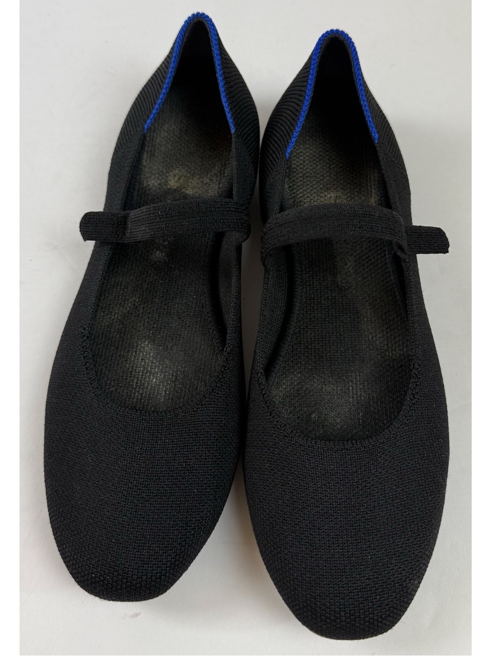 Rothy's Black The Square Mary Jane Flats with Blue Trim size 7